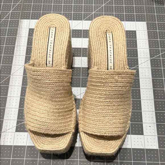 Zara Natural Raffia Espadrille Slides - Picture 1 of 5